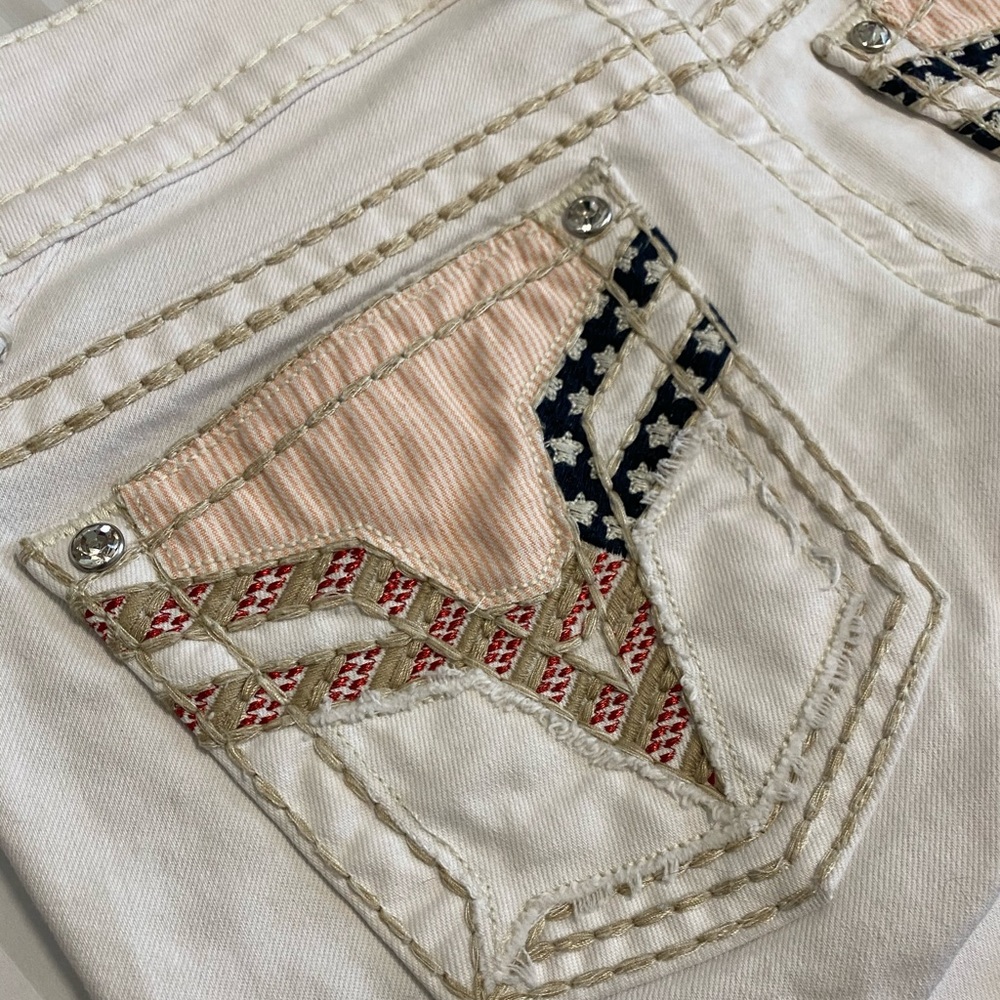 EUC Embellished White Cutoff Denim Shorts